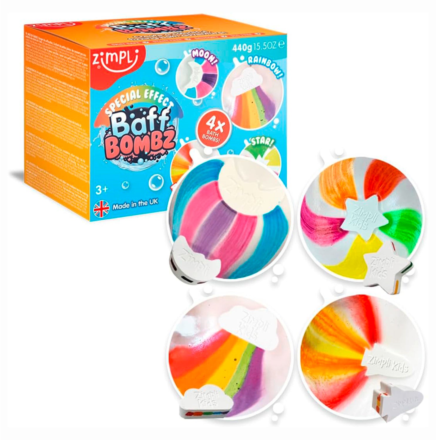 Zimpli Kids Baff Bombz Badebomber Regnbue, Rumskib, Måne & Stjerne Zimpli Kids Baff Bombz Badebomber Regnbue, Rumskib, Måne & Stjerne